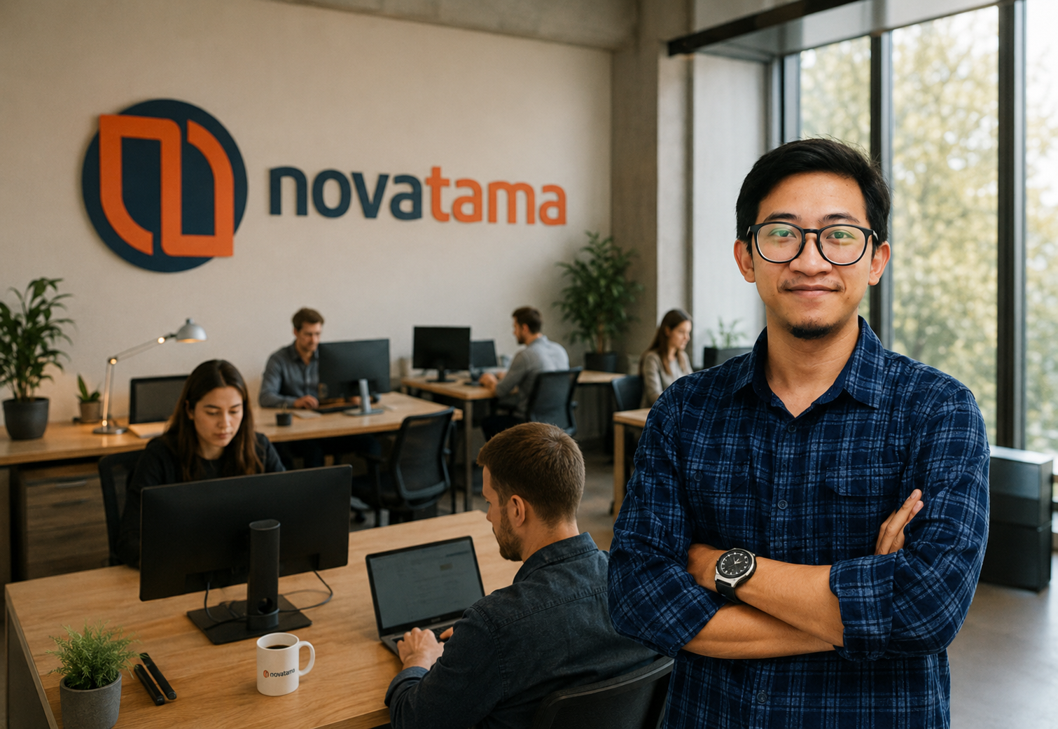 Novatama team at work in the office